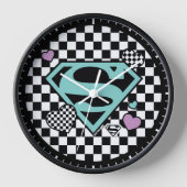 Skater Girl Supergirl Herz S Schild Uhr (Vorderseite)