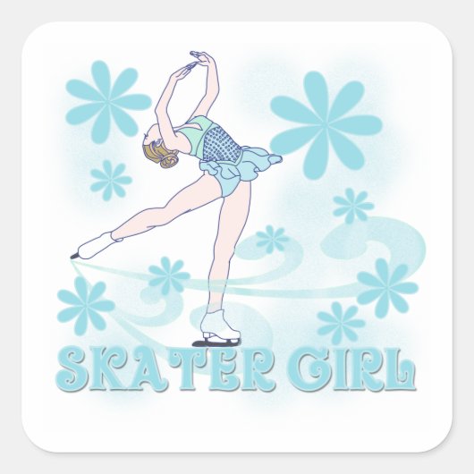 Skater Girl Tshirts und Geschenke Quadratischer Aufkleber (Vorderseite)