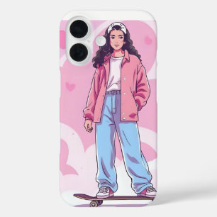 Skater Girl Vibes - Pastellästhetische Collage iPhone 16 Hülle