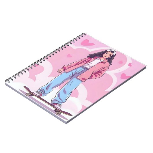 Skater Girl Vibes - Pastellästhetische Collage Notizblock (Linke Seite)