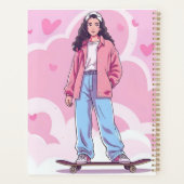 Skater Girl Vibes - Pastellästhetische Collage Planer (Rückseite)