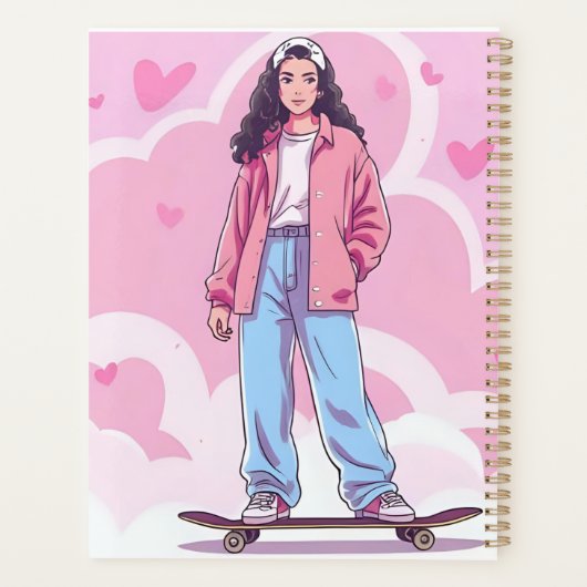 Skater Girl Vibes - Pastellästhetische Collage Planer (Rückseite)