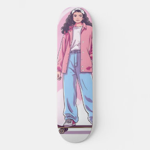 Skater Girl Vibes - Pastellästhetische Collage Skateboard