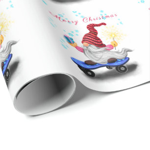 Skater Gnome mit Geschenkpapier