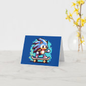 Skater Igel Schnell & Fun Pixel Art Skateboarding Karte (Gelbe Blume)