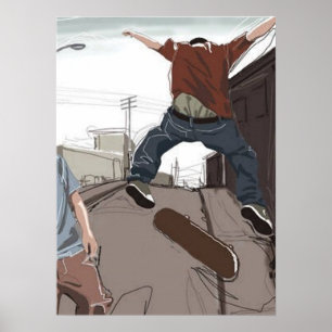 Skater im Straßen-Plakat Poster
