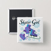 Skater-Mädchen Button (Vorne & Hinten)
