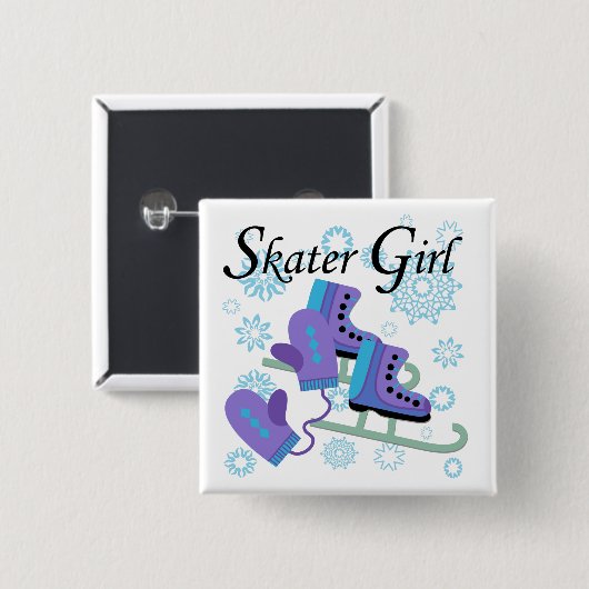 Skater-Mädchen Button (Vorne & Hinten)