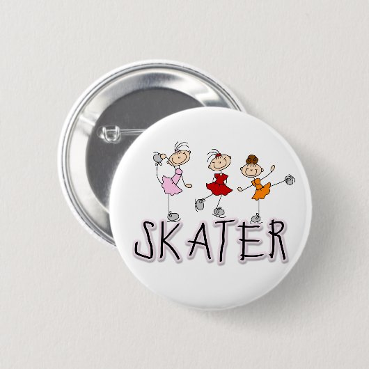 Skater-Mädchen-Knopf Button (Vorne & Hinten)