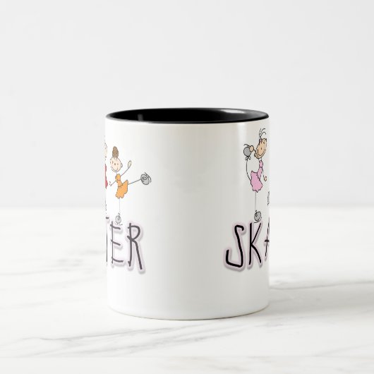 Skater-Mädchen-Strichmännchen-Tasse Zweifarbige Tasse (Mittel)