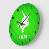 Skater; Neon Green Stripes Große Wanduhr (Winkel)