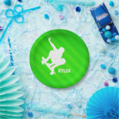 Skater; Neon Green Stripes Pappteller (Party)