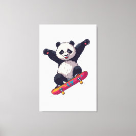 Skater Panda Canvas – Skateboarding Panda Wandkuns Leinwanddruck