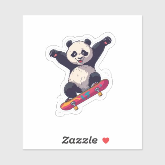 Skater Panda Sticker – Cartoon Decal (Blatt)