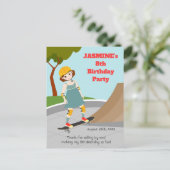 Skater Park Fun Girl Geburtstagsparty Postkarte (Stehend Vorderseite)