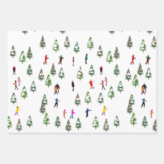 Skater Pine Wand Skaten Weihnachten Geschenkpapier Set (Vorderseite)