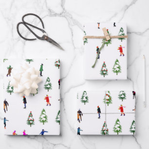 Skater  Pine Wand Skaten Weihnachten Geschenkpapier Set