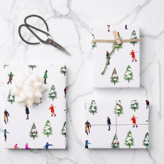 Skater  Pine Wand Skaten Weihnachten Geschenkpapier Set (Vorderseite)