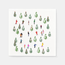 Skater Pine Wand Skaten Weihnachten Serviette