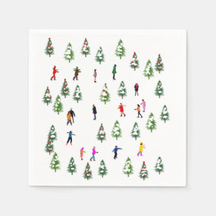 Skater Pine Wand Skaten Weihnachten Serviette