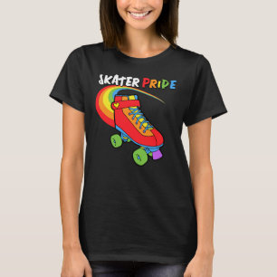 Skater Rainbow Cartoon Roller Skate Prix T - Shirt