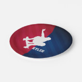 Skater; Rot, Weiß und Blau Pappteller (Schrägansicht)