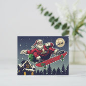 Skater Santa Postkarte (Stehend Vorderseite)