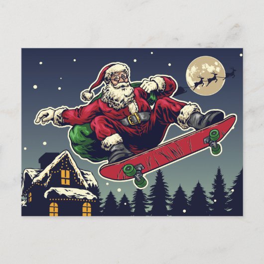 Skater Santa Postkarte (Vorderseite)