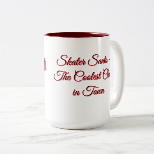 Skater Santa – The Coolest Claus in Town Zweifarbige Tasse (VorderseiteRechts)