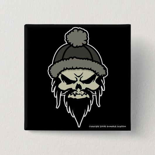 Skater-Schädel-Knopf Button (Vorderseite)