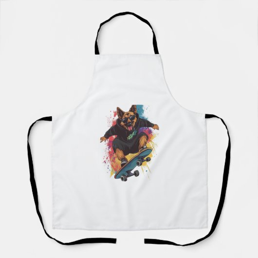 Skater Shepherd � Cooler Skateboard-Hund Schürze (Vorderseite)