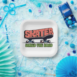 Skater Shred the Road – Retro 70er Skateboarding  Pappteller