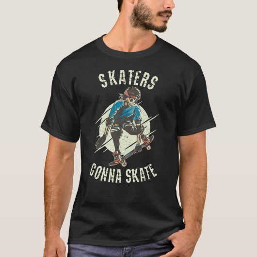 Skater Skate Skeleton Skateboarder T-Shirt (Vorderseite)
