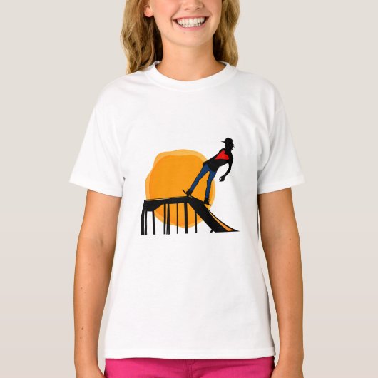Skater, Skateboard, Sunset T-Shirt (Vorderseite)