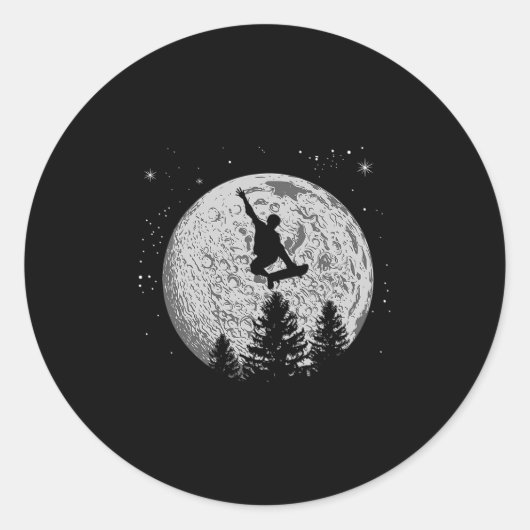 Skater Skateboarder Skateboard Moon Skateboarding Runder Aufkleber (Vorderseite)