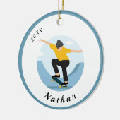 Skater Skateboarding Boys - Kundenname & Jahr Keramik Ornament (Links)