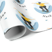 Skater Skateboarding Silhouette & Kids Boy Name Geschenkpapier (Rolleneckpunkt)