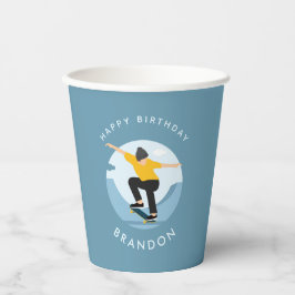 Skater Skateboarding Silhouette Name Kindergeburts Pappbecher