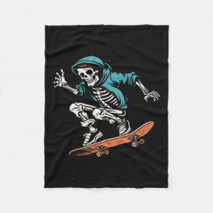 Skater Skeleton Halloween Skateboarder Men Fleecedecke