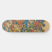 Skater Skeletts Farbiger Cartoon SchädelCrew Skateboard (Horizontal)