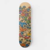 Skater Skeletts Farbiger Cartoon SchädelCrew Skateboard (Vorderseite)