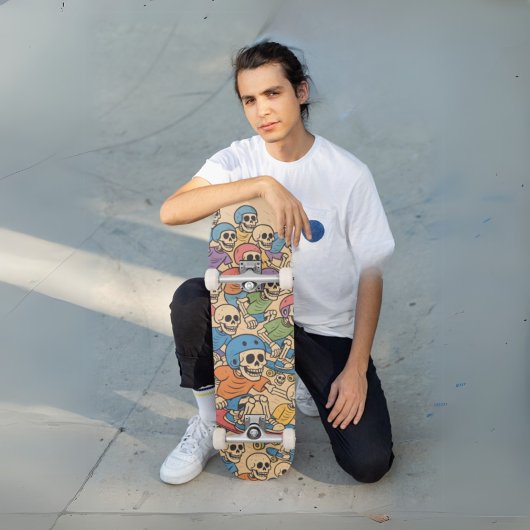 Skater Skeletts Farbiger Cartoon SchädelCrew Skateboard