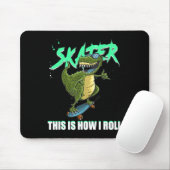 Skater T-Rex Dinosaur So rolle ich Skateboard Mousepad (Mit Mouse)