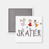 Skater T - Shirt und Geschenke für Mädchen Magnet (Vorderseite/Rückseite)