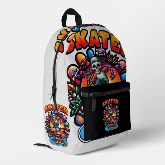 SKATER VIBES! BEDRUCKTER RUCKSACK (Rückseitige Ecke links)