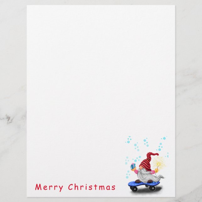 Skater Weihnachtsgenom mit Geschenk Letterhead Briefbogen (Rückseite)