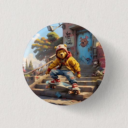Skater Winnie the Pooh 1 Button (Vorderseite)