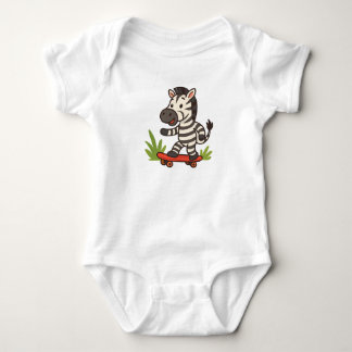 Skater Zebra Baby T-Shirt Jungle Cool auf Rädern! Strampler