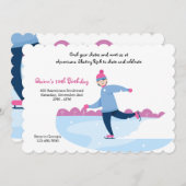 Skater zur Eiszeit-Party Einladung (Vorne/Hinten)