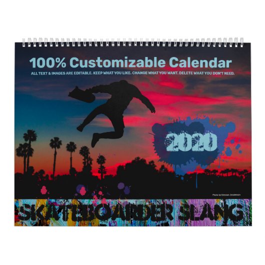 Skaterboarder Slang benutzerdefinierbar Kalender (Titelbild)